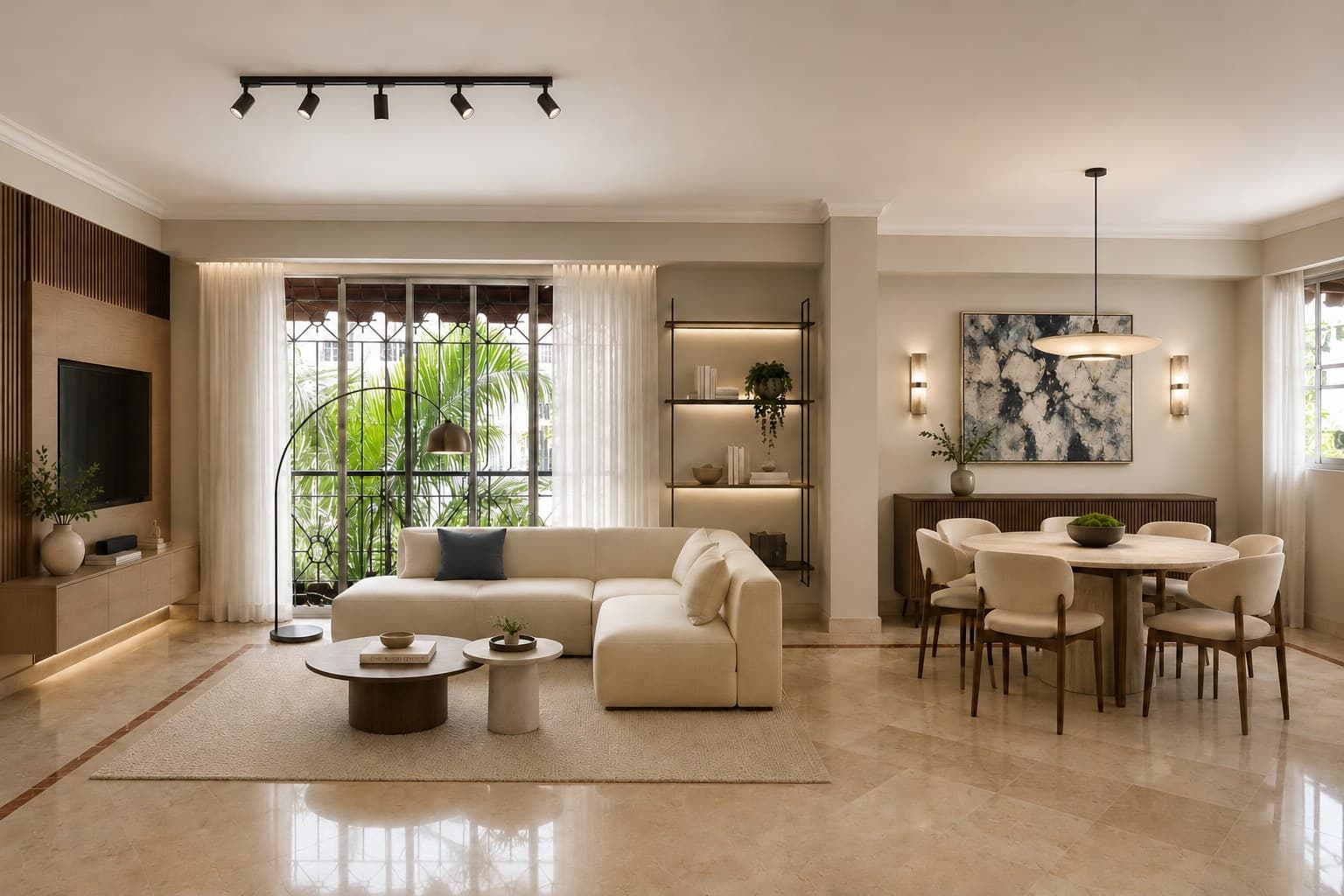 Sala y comedor residencial — Propuesta de diseño